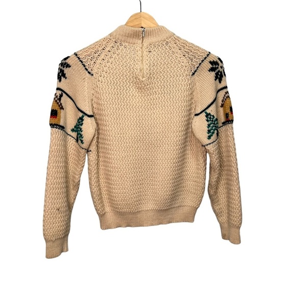 Vintage Handknit Winter Wool Sweater Cabin Christmas Holiday Snowflake - Picture 2 of 16